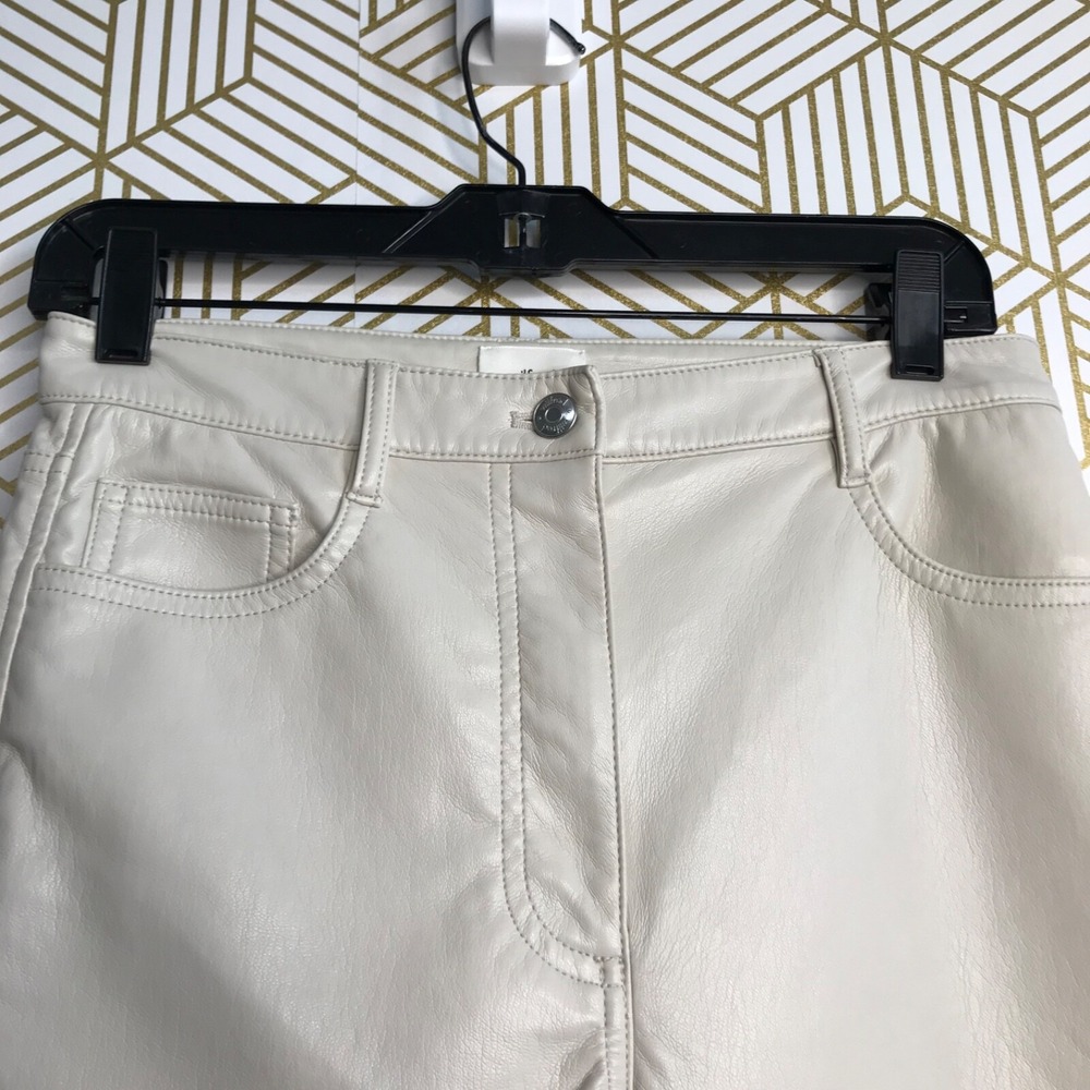 Wilfred Womens Faux Leather Pants Size 6 Ivory Straight Leg 5-Pocket - Picture 3 of 10